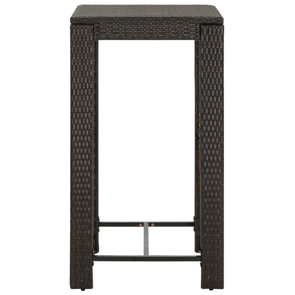Garden Bar Set Brown PE rattan, powder-coated steel Footrest