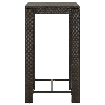 Garden Bar Set Brown PE rattan, powder-coated steel Footrest