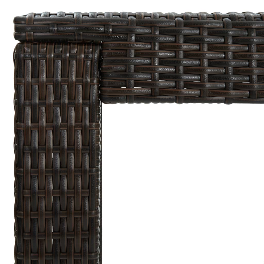 Garden Bar Set Brown PE rattan, powder-coated steel Footrest