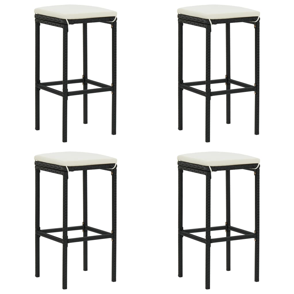 Garden Bar Set Black PE rattan, powder-coated steel, polyester