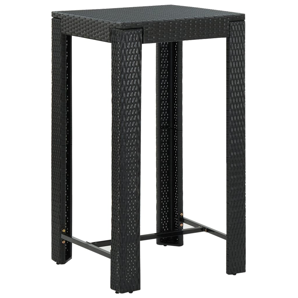 Garden Bar Set Black PE rattan, powder-coated steel, polyester