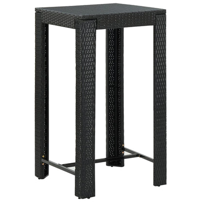 Garden Bar Set Black PE rattan, powder-coated steel, polyester