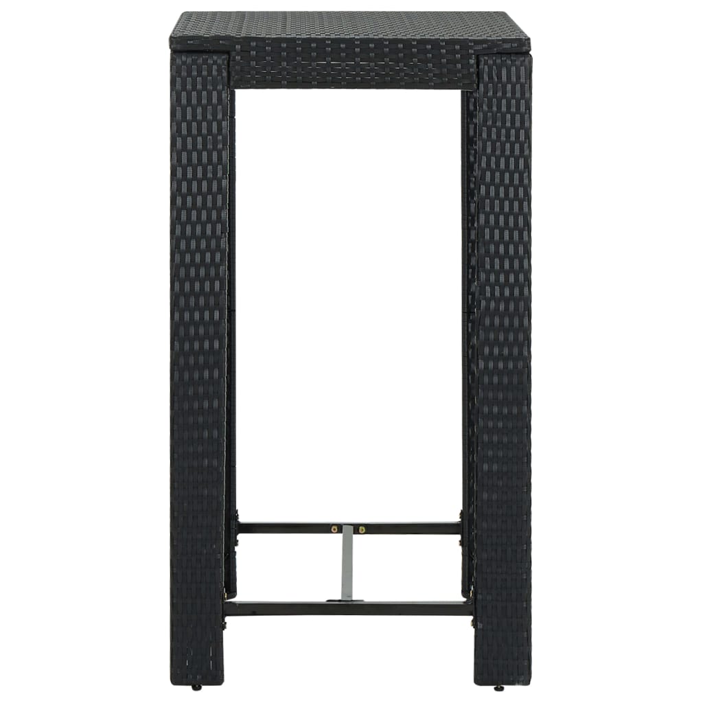 Garden Bar Set Black PE rattan, powder-coated steel, polyester