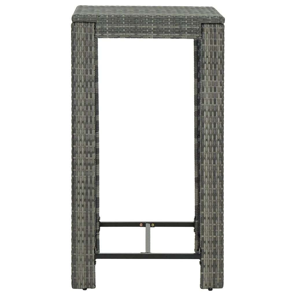 Garden Bar Set Grey PE rattan, powder-coated steel, 100% polyester