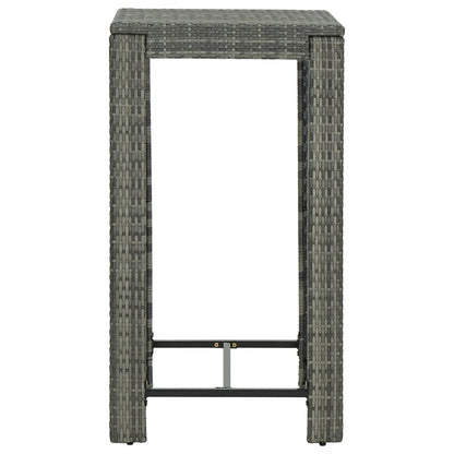 Garden Bar Set Grey PE rattan, powder-coated steel, 100% polyester