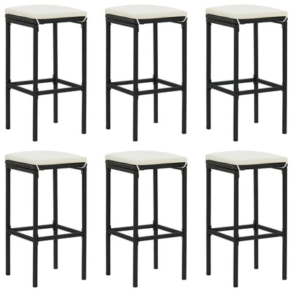 Garden Bar Set Black PE rattan, powder-coated steel 7 Piece Set