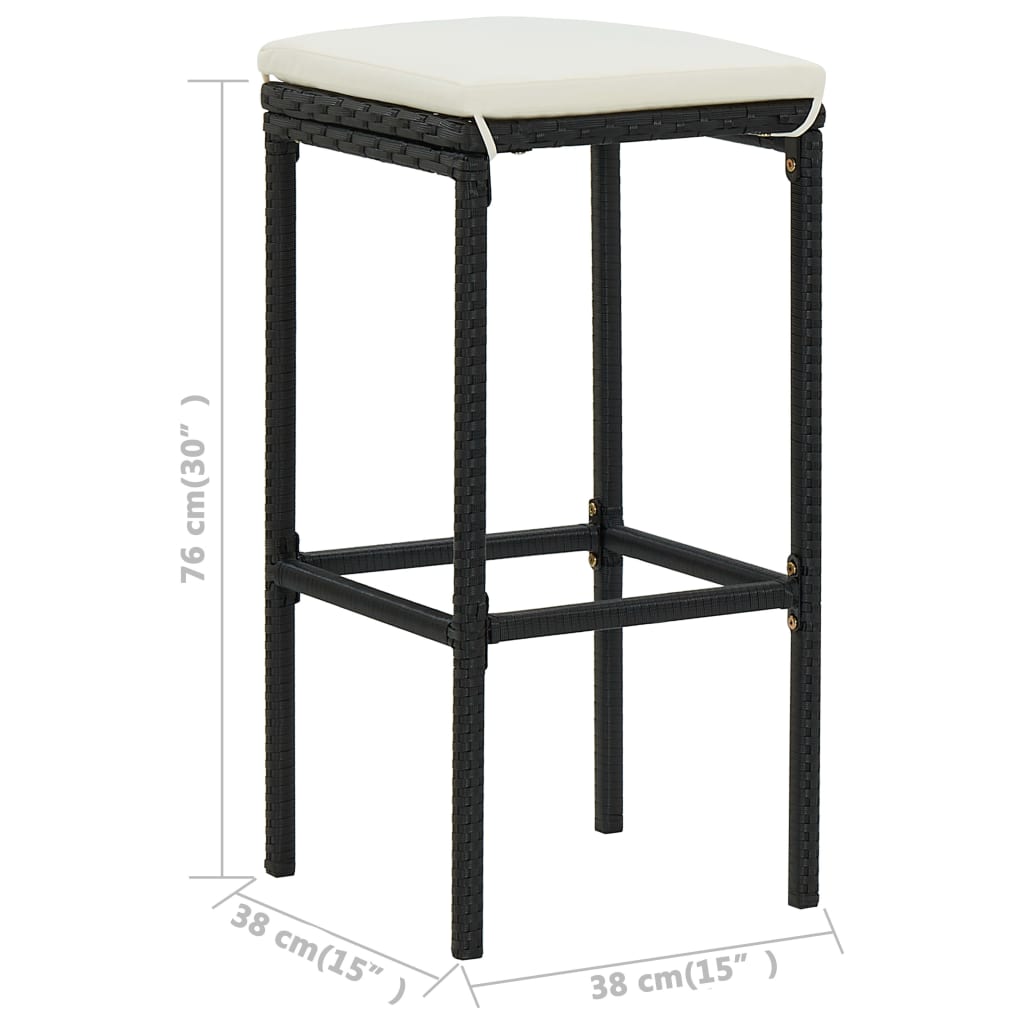 Garden Bar Set Black PE rattan, powder-coated steel 7 Piece Set