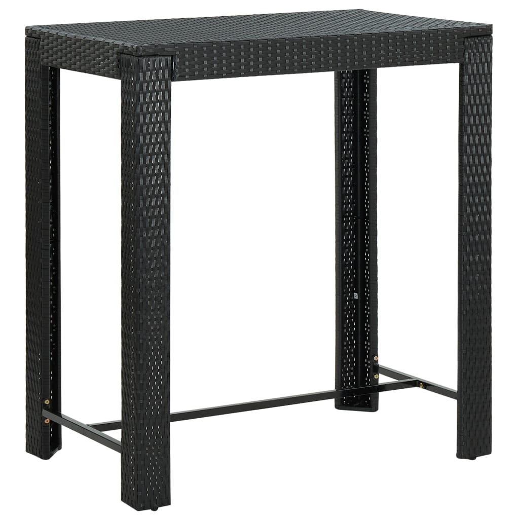 Garden Bar Set Black PE rattan, powder-coated steel 7 Piece Set