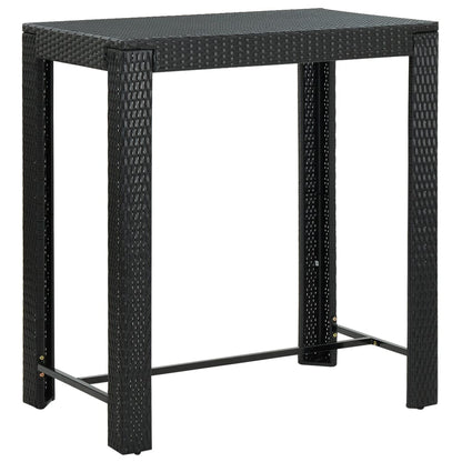 Garden Bar Set Black PE rattan, powder-coated steel 7 Piece Set