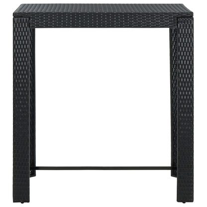 Garden Bar Set Black PE rattan, powder-coated steel 7 Piece Set
