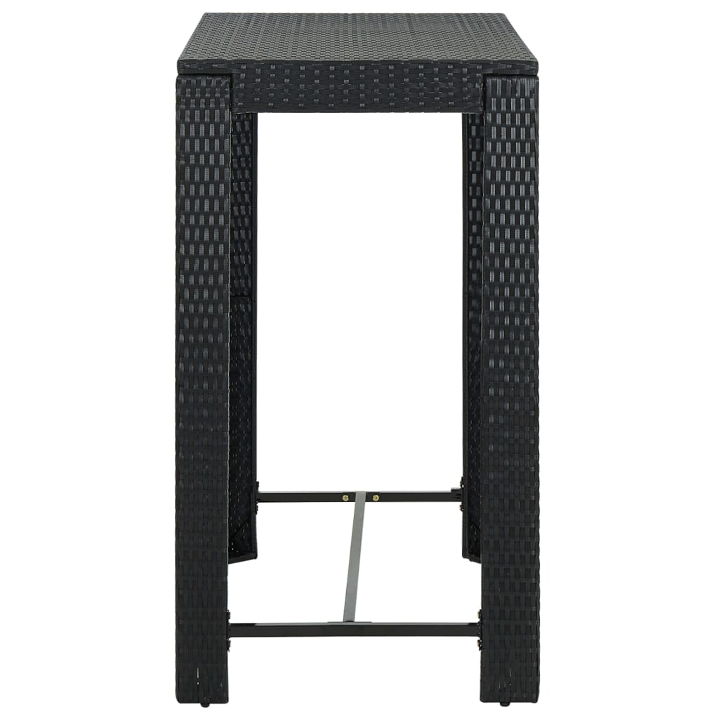 Garden Bar Set Black PE rattan, powder-coated steel 7 Piece Set