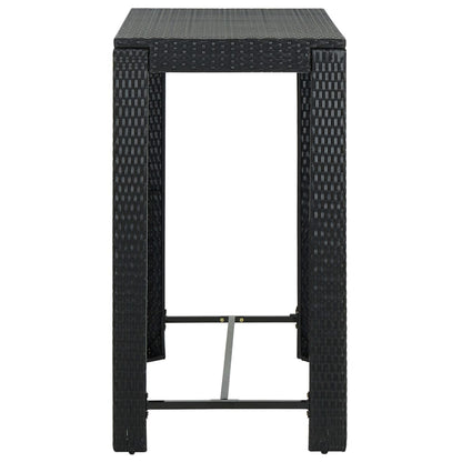 Garden Bar Set Black PE rattan, powder-coated steel 7 Piece Set