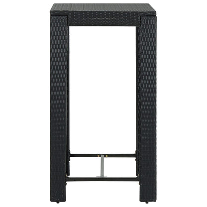 Garden Bar Set Black PE rattan, powder-coated steel, polyester