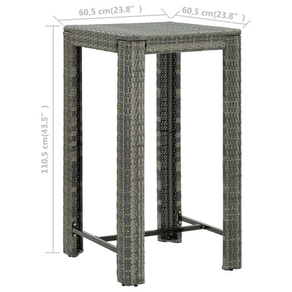 Garden Bar Set Grey PE rattan, powder-coated steel, polyester