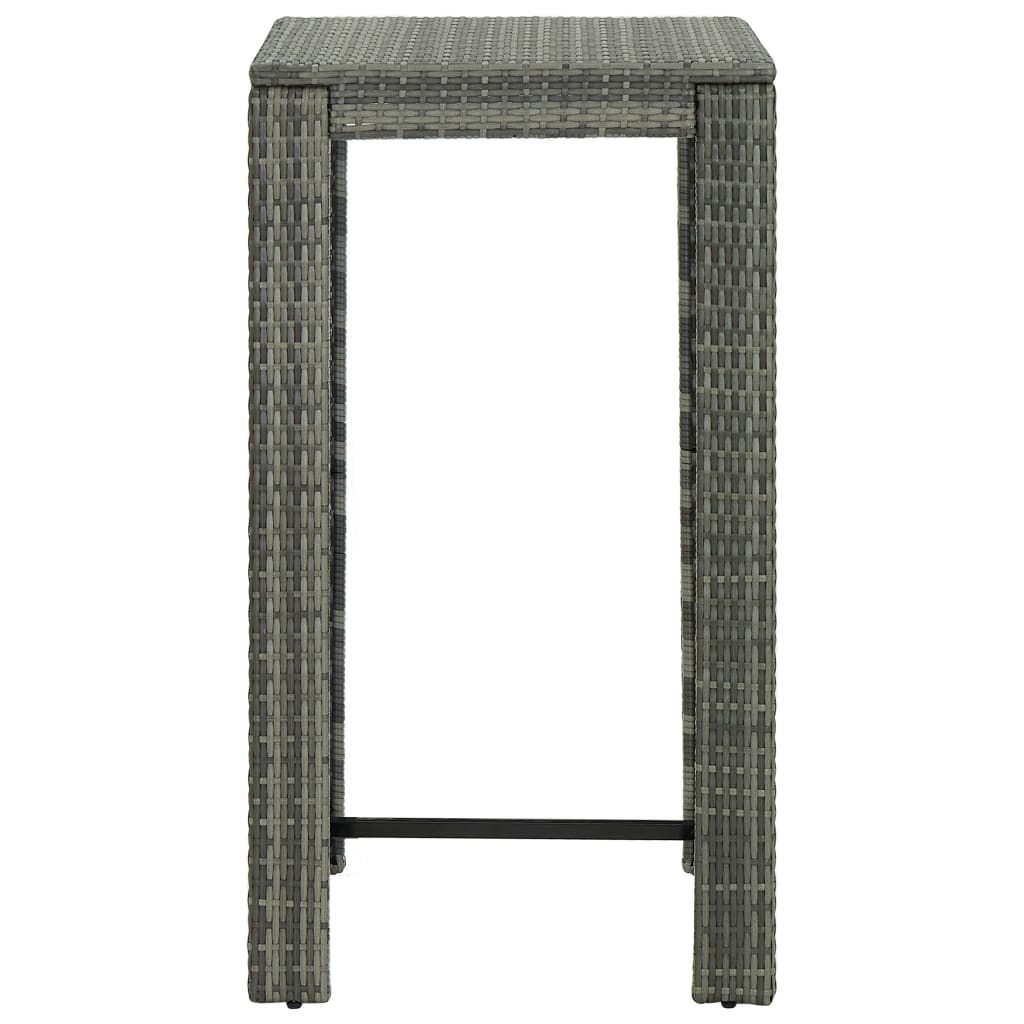 Garden Bar Set Grey PE rattan, powder-coated steel, polyester