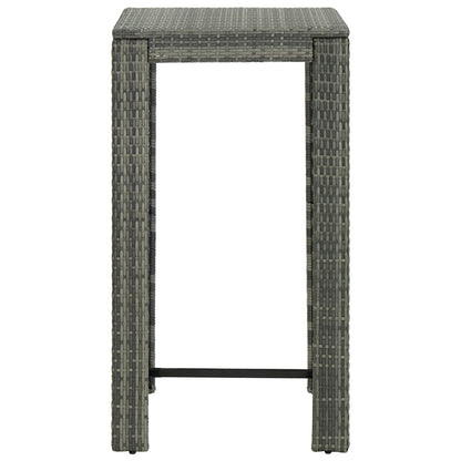 Garden Bar Set Grey PE rattan, powder-coated steel, polyester