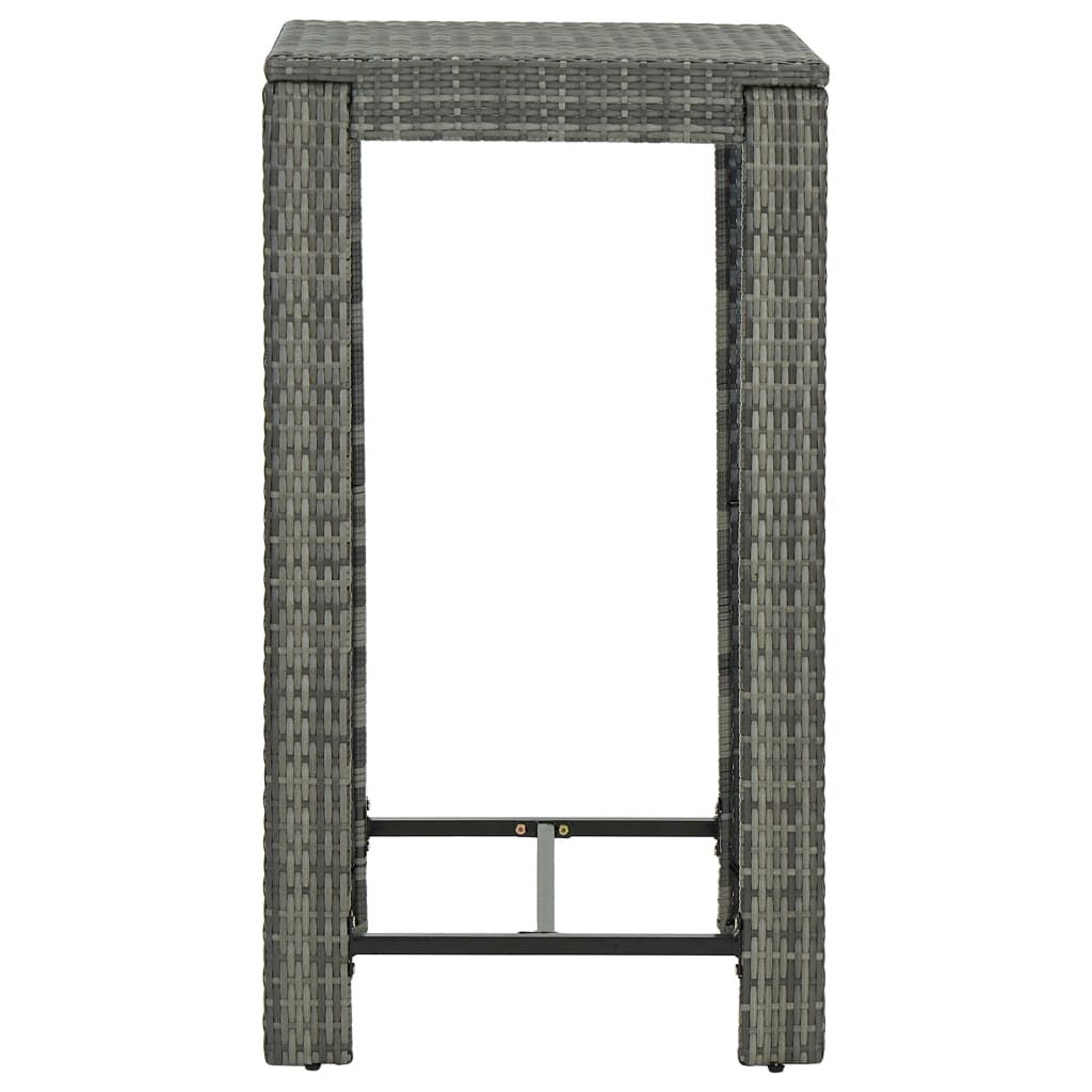 Garden Bar Set Grey PE rattan, powder-coated steel, polyester