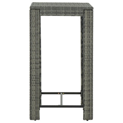 Garden Bar Set Grey PE rattan, powder-coated steel, polyester