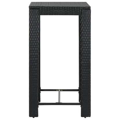Garden Bar Set Black PE rattan, powder-coated steel, polyester