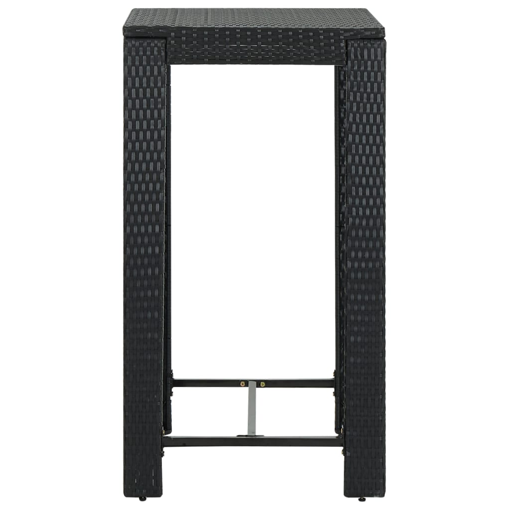 Garden Bar Set Black PE rattan, powder-coated steel, polyester
