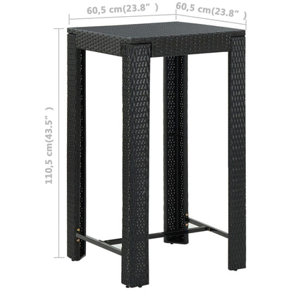 Garden Bar Set Black PE rattan, powder-coated steel, polyester