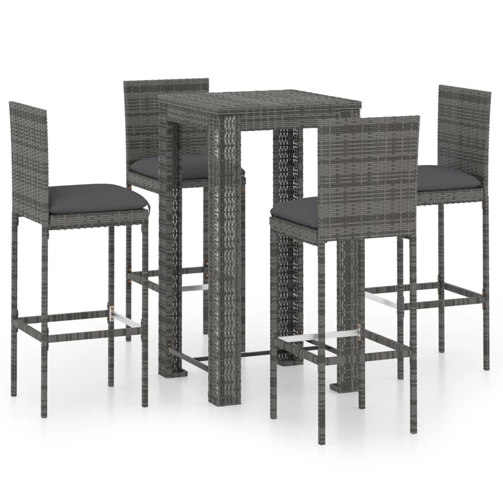 Patio Bar Set Footrest Outdoor Bar Set Square Contemporary