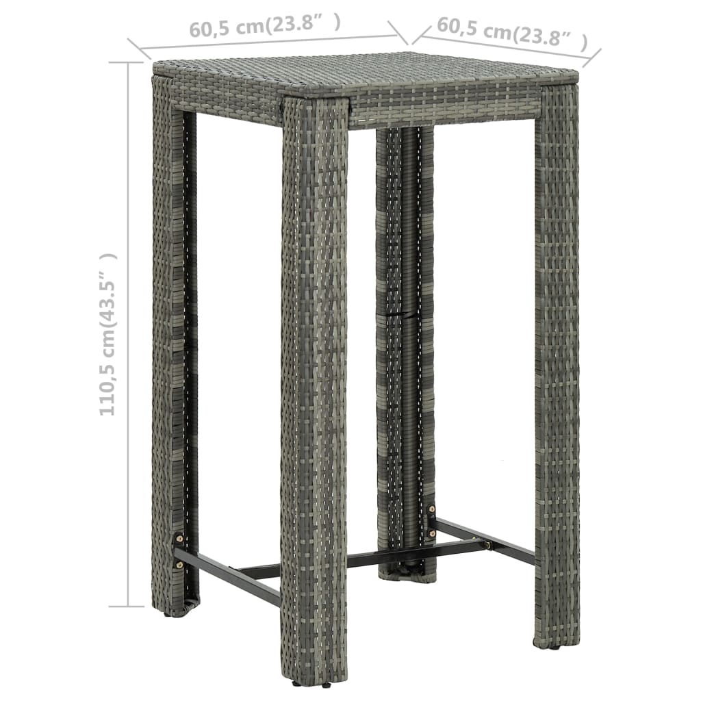 Patio Bar Set Footrest Outdoor Bar Set Square Contemporary