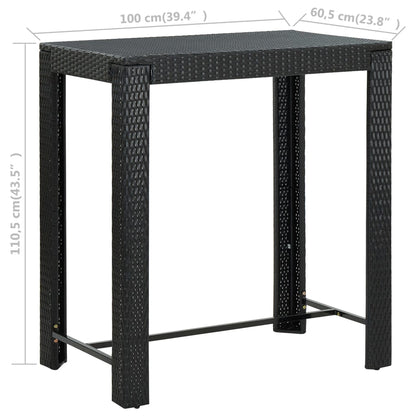 Garden Bar Set Black PE rattan, powder-coated steel Standard