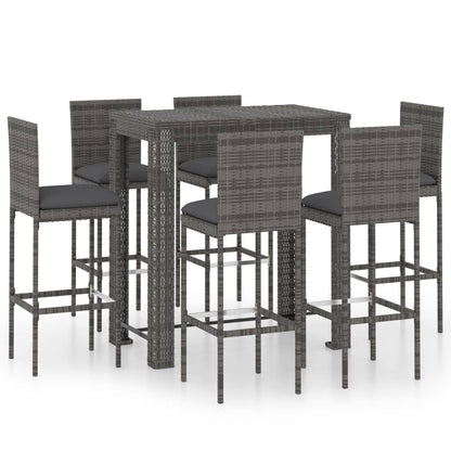 Garden Bar Set Gray PE rattan Medium Footrest Garden Bar Set