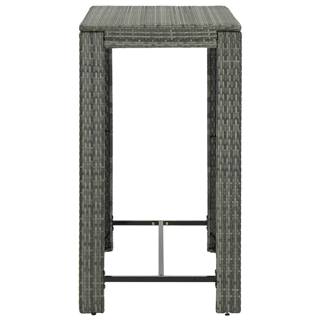 Garden Bar Set Gray PE rattan Medium Footrest Garden Bar Set