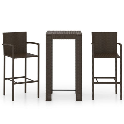 Garden Bar Set Brown PE rattan, powder-coated steel Medium