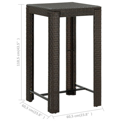 Garden Bar Set Brown PE rattan, powder-coated steel Medium
