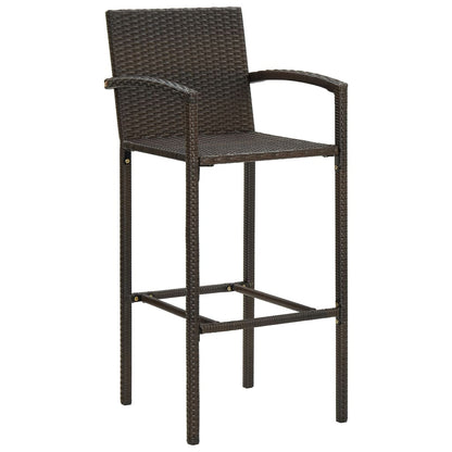 Garden Bar Set Brown PE rattan, powder-coated steel Medium