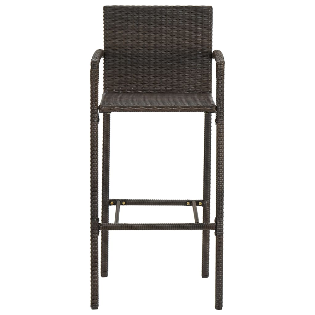 Garden Bar Set Brown PE rattan, powder-coated steel Medium