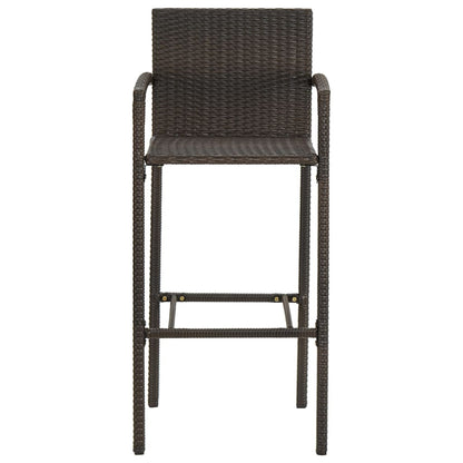 Garden Bar Set Brown PE rattan, powder-coated steel Medium