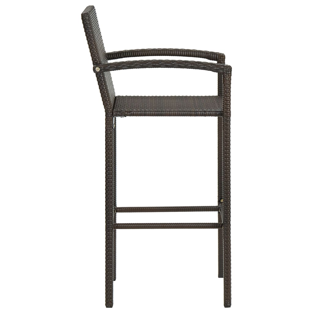 Garden Bar Set Brown PE rattan, powder-coated steel Medium