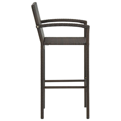 Garden Bar Set Brown PE rattan, powder-coated steel Medium