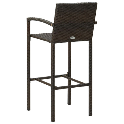 Garden Bar Set Brown PE rattan, powder-coated steel Medium