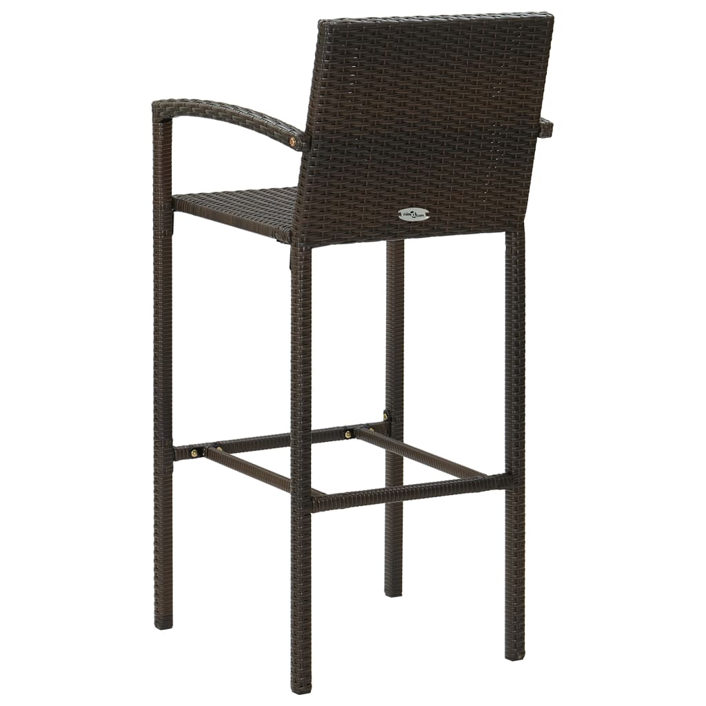 Garden Bar Set Brown PE rattan, powder-coated steel Medium