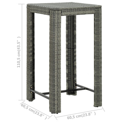Garden Bar Set Grey PE Rattan, Powder-Coated Steel Medium