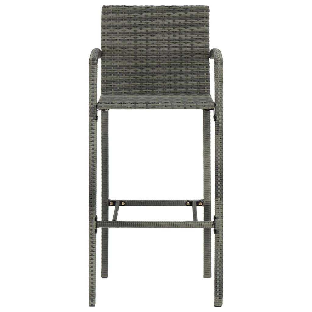 Garden Bar Set Grey PE Rattan, Powder-Coated Steel Medium