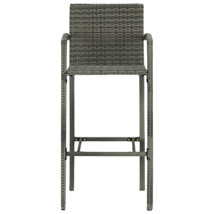 Garden Bar Set Grey PE Rattan, Powder-Coated Steel Medium