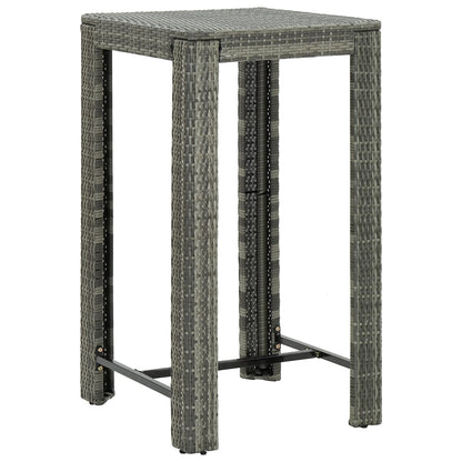 Garden Bar Set Grey PE Rattan, Powder-Coated Steel Medium