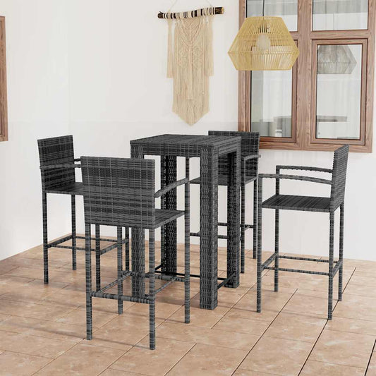 Garden Bar Set Grey PE rattan Standard Durable Outdoor Bar Set