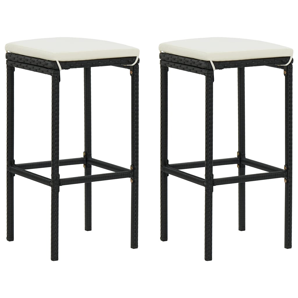 Garden Bar Set Black PE rattan 3 Piece Set Footrest