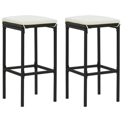 Garden Bar Set Black PE rattan 3 Piece Set Footrest