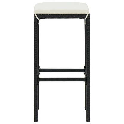Garden Bar Set Black PE rattan 3 Piece Set Footrest