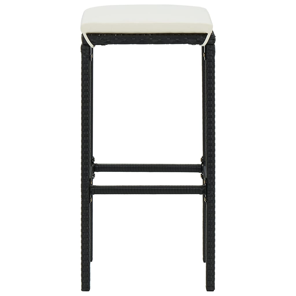 Garden Bar Set Black PE rattan 3 Piece Set Footrest