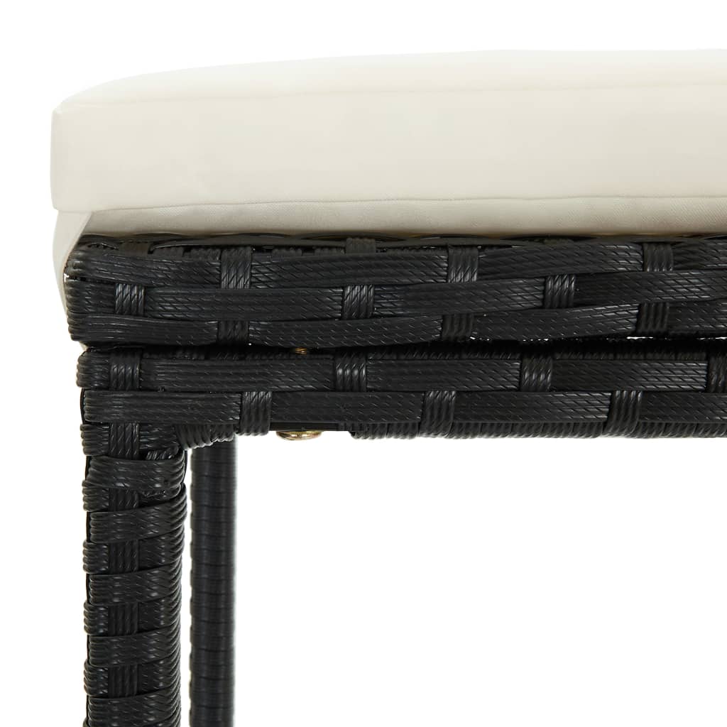 Garden Bar Set Black PE rattan 3 Piece Set Footrest