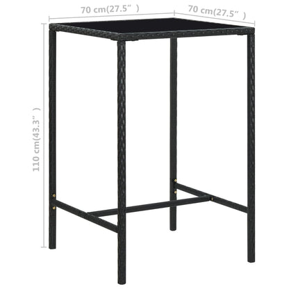 Garden Bar Set Black PE rattan 3 Piece Set Footrest
